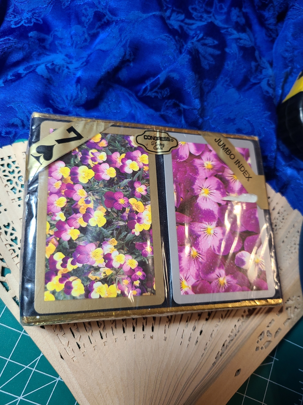 Deck Jumbo Index Playing Cards - Purple & Yellow Floral